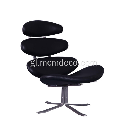 Cadeira de estar Corona Swivel en coiro